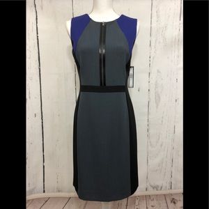 Tahari Pewter/Black Sheath Dress
